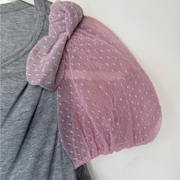 RED Valentino Gray Tee with Pink Puffed Sleeve Bows - Picture 7 of 14